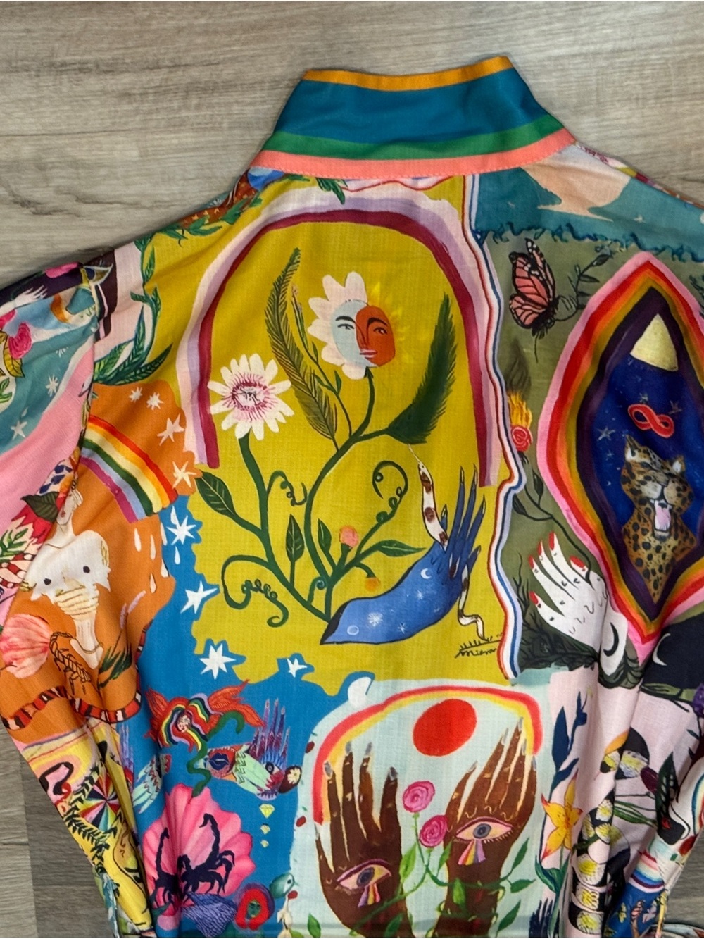 Multicolor Printed Mini Dress with Button-Front and Drawstring Waist - Picture 12 of 12